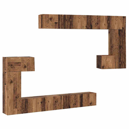 vidaXL TV Units Wall-mounted 4 pcs Old Wood Engineered wood
