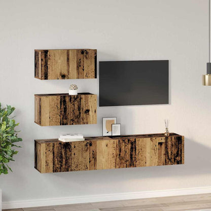 vidaXL TV Cabinet Set Wall-mounted 4 pcs Old Wood Engineered Wood