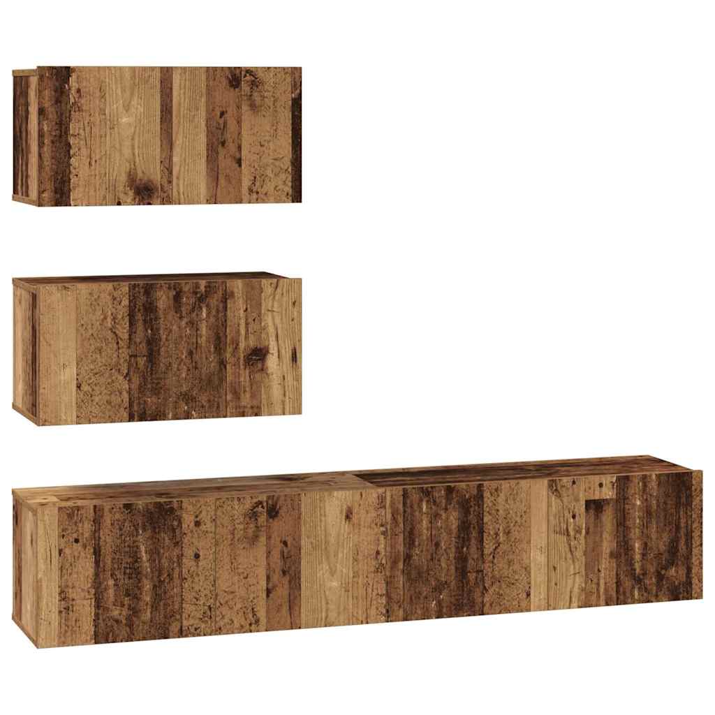vidaXL TV Cabinet Set Wall-mounted 4 pcs Old Wood Engineered Wood