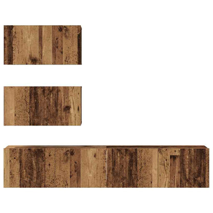 vidaXL TV Cabinet Set Wall-mounted 4 pcs Old Wood Engineered Wood