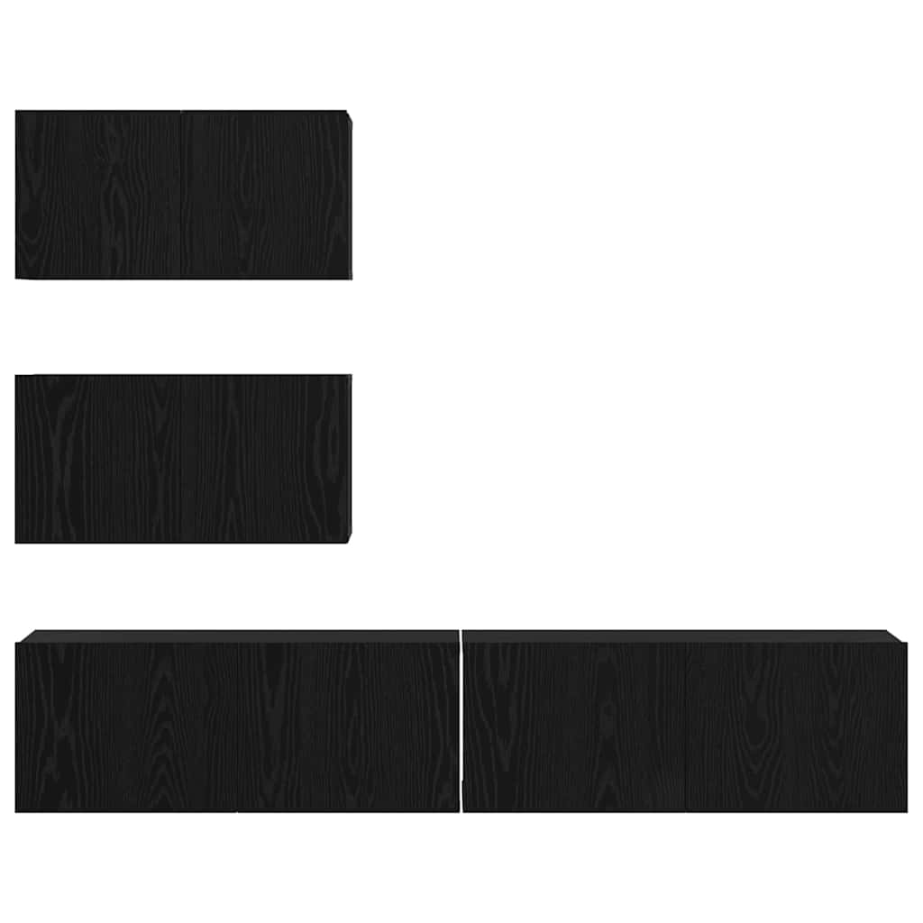 vidaXL TV Cabinet Set Wall-mounted 4 pcs Black Oak Engineered Wood