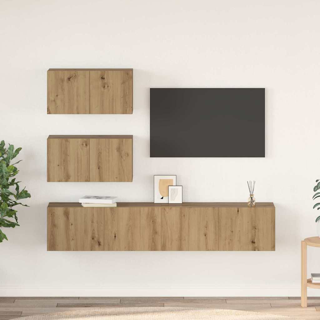 vidaXL TV Cabinet Set 4 pcs Artisan Oak Engineered Wood