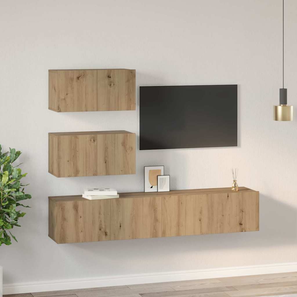 vidaXL TV Cabinet Set 4 pcs Artisan Oak Engineered Wood