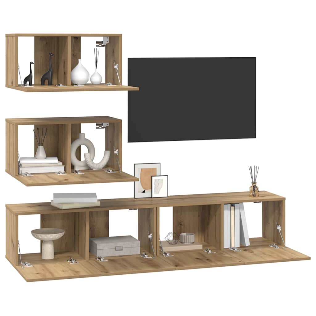 vidaXL TV Cabinet Set 4 pcs Artisan Oak Engineered Wood