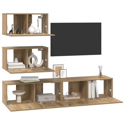 vidaXL TV Cabinet Set 4 pcs Artisan Oak Engineered Wood