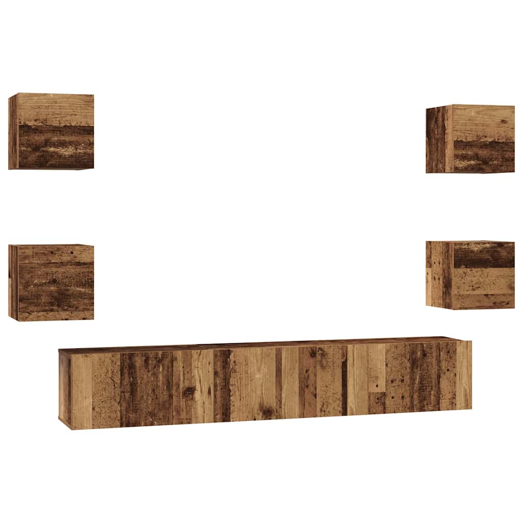 vidaXL TV Cabinet Set Wall-mounted 7 pcs Old Wood Engineered Wood