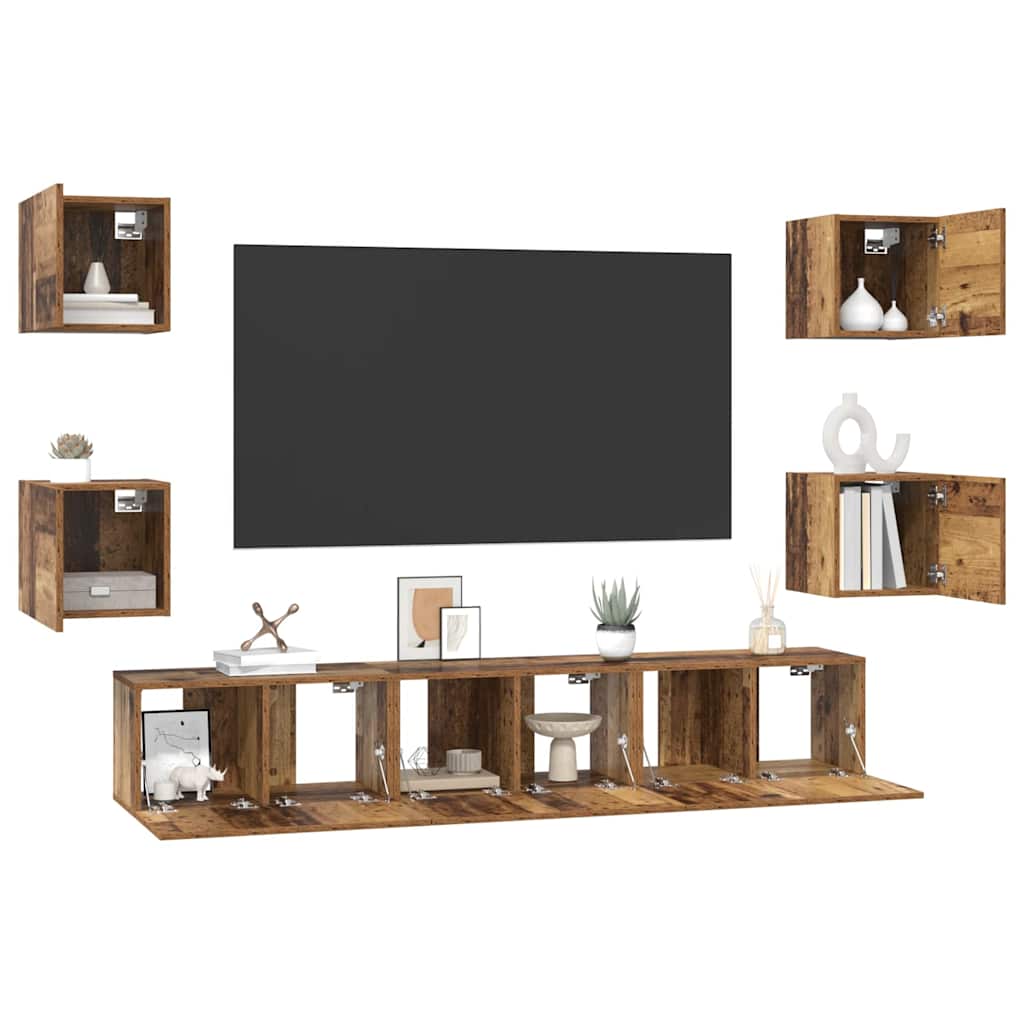 vidaXL TV Cabinet Set Wall-mounted 7 pcs Old Wood Engineered Wood