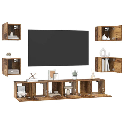 vidaXL TV Cabinet Set Wall-mounted 7 pcs Old Wood Engineered Wood