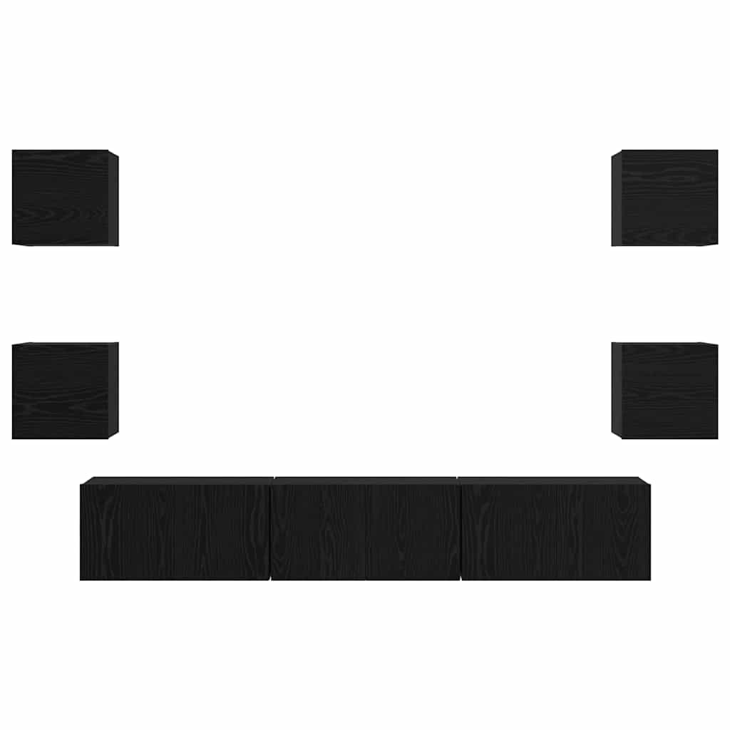 vidaXL TV Cabinet Set Wall-mounted 7 pcs Black Oak Engineered Wood