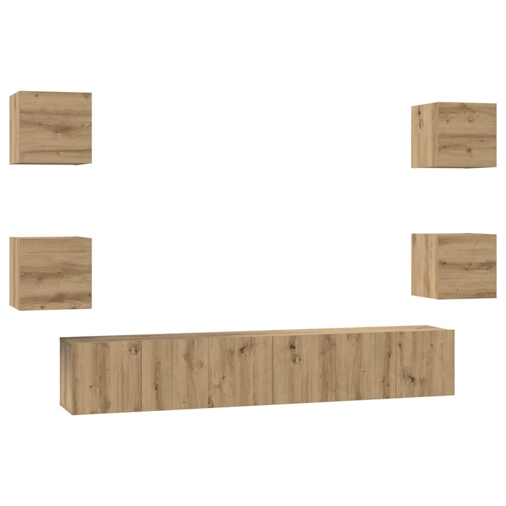 vidaXL TV Cabinet Set 7 pcs Artisan Oak Engineered Wood