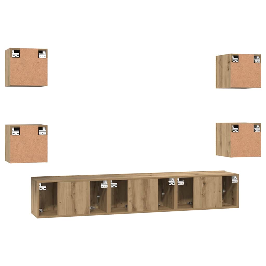 vidaXL TV Cabinet Set 7 pcs Artisan Oak Engineered Wood