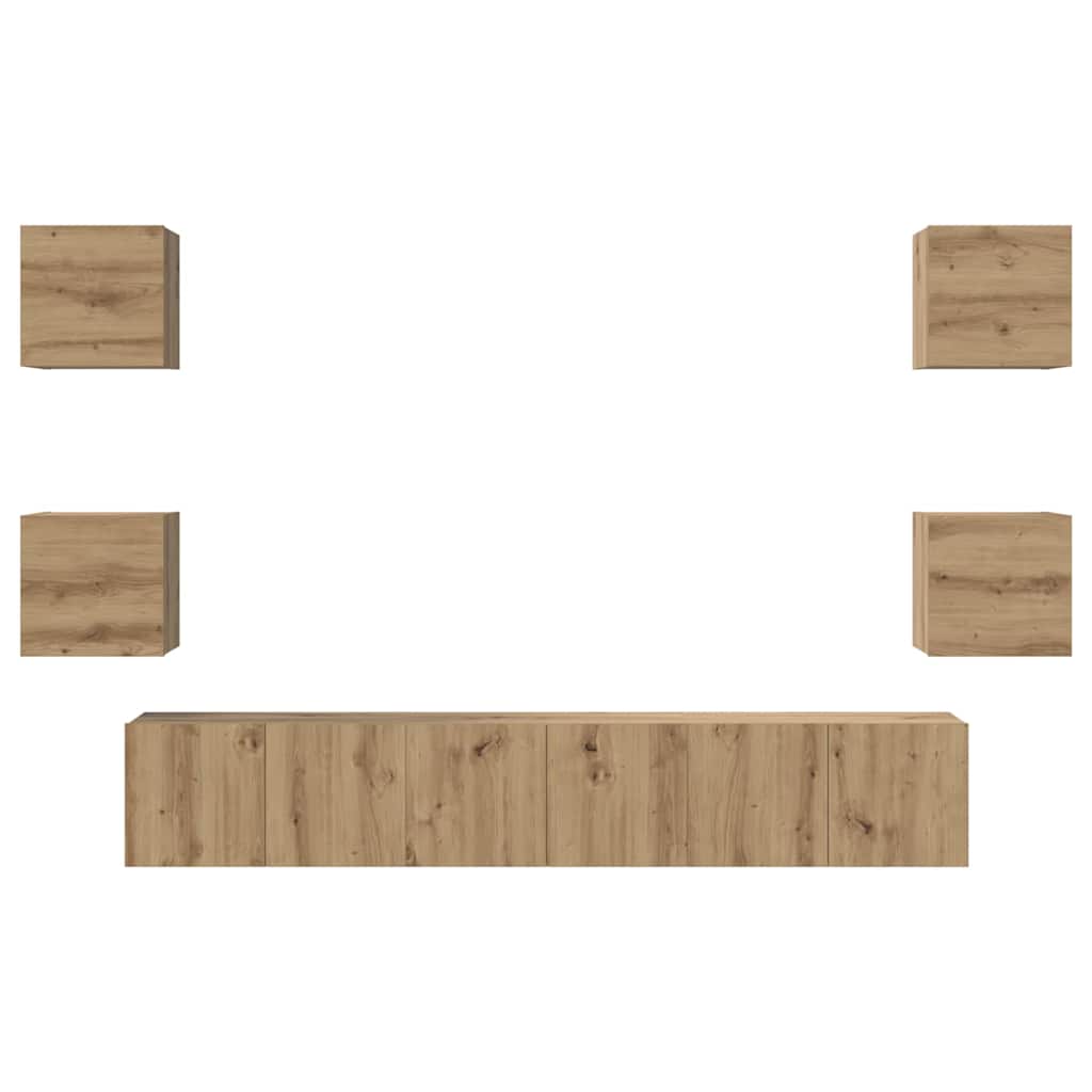 vidaXL TV Cabinet Set 7 pcs Artisan Oak Engineered Wood