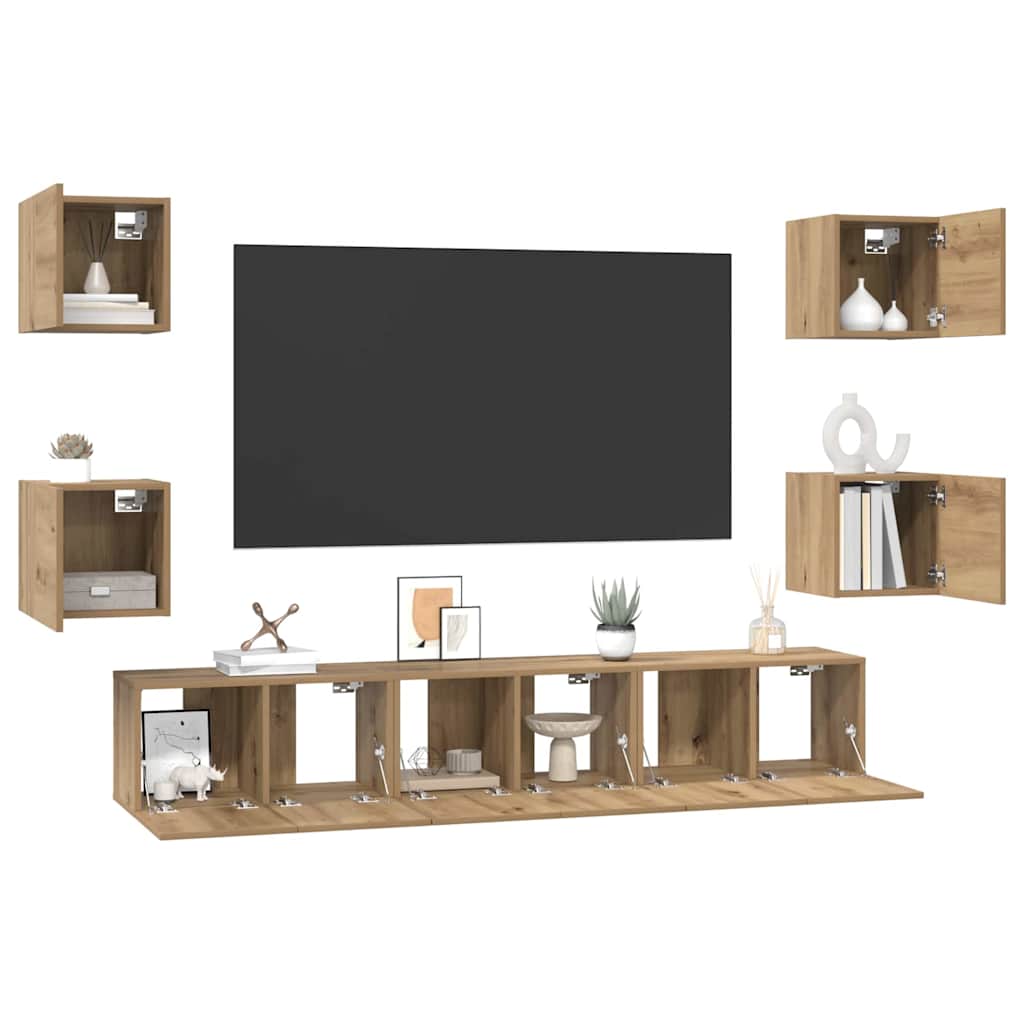 vidaXL TV Cabinet Set 7 pcs Artisan Oak Engineered Wood