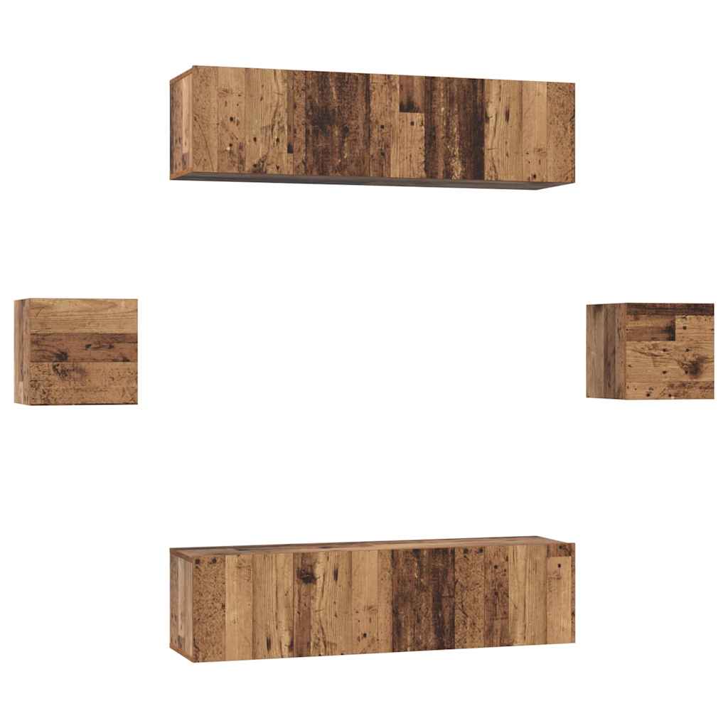 vidaXL TV Cabinet Set Wall-mounted 6 pcs Old Wood Engineered Wood