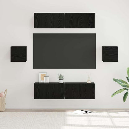 vidaXL TV Cabinet Set Wall-mounted 6 pcs Black Oak Engineered Wood