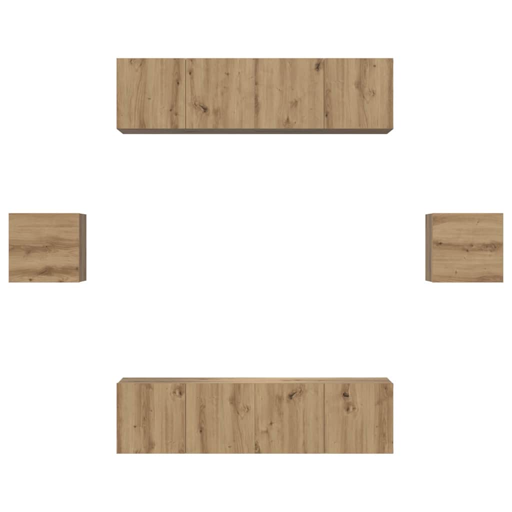 vidaXL TV Cabinet Set Wall-mounted 6 pcs Artisan Oak Engineered Wood