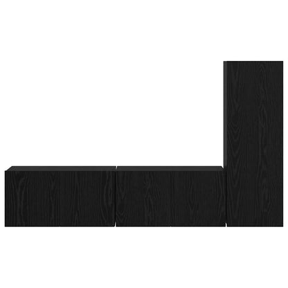 vidaXL TV Cabinet Set Wall-mounted 3 pcs Black Oak Engineered Wood