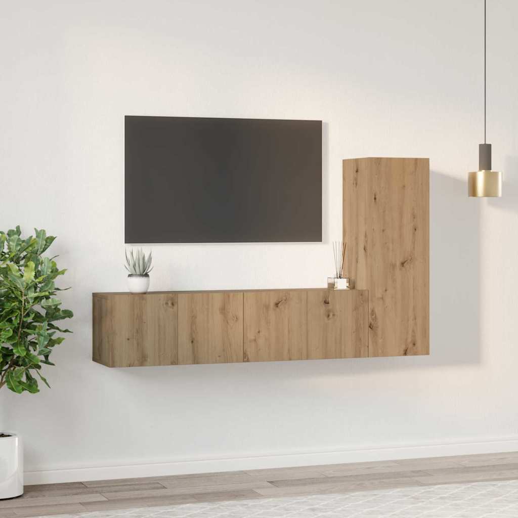 vidaXL TV Cabinet Set 3 pcs Artisan Oak Engineered Wood