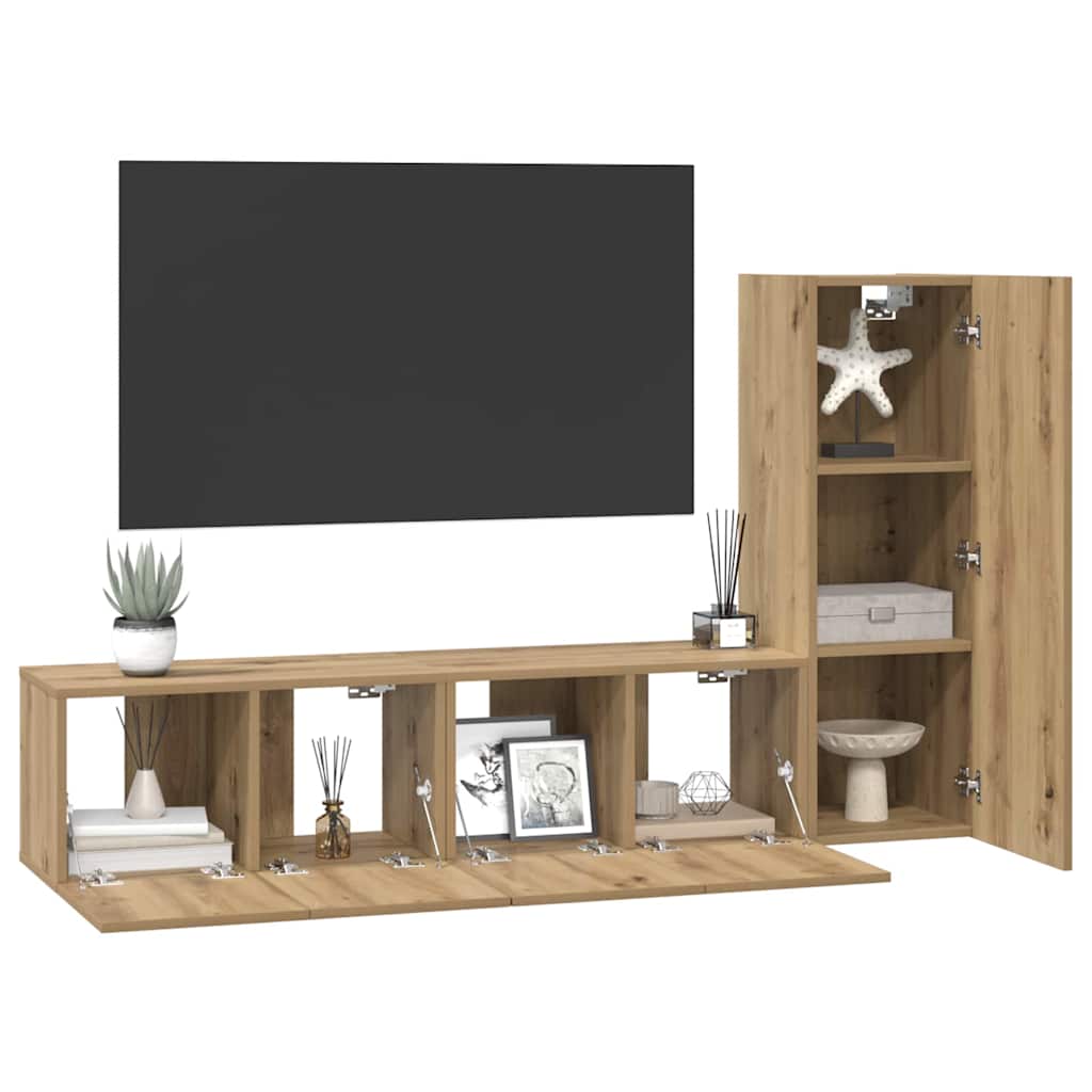 vidaXL TV Cabinet Set 3 pcs Artisan Oak Engineered Wood