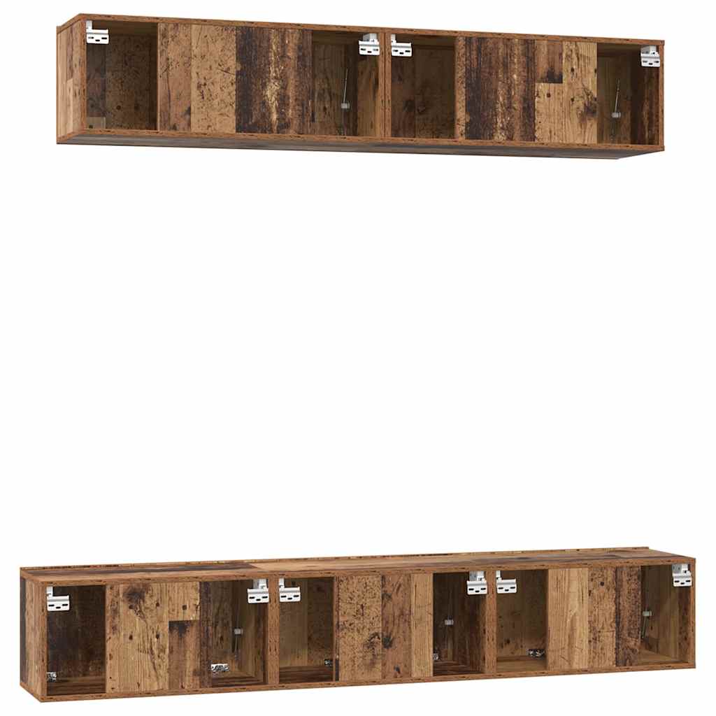 vidaXL TV Cabinet Set Wall-mounted 5 pcs Old Wood Engineered Wood
