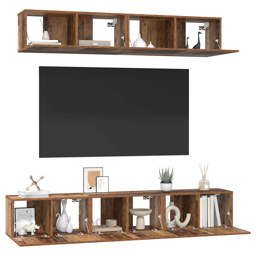 vidaXL TV Cabinet Set Wall-mounted 5 pcs Old Wood Engineered Wood