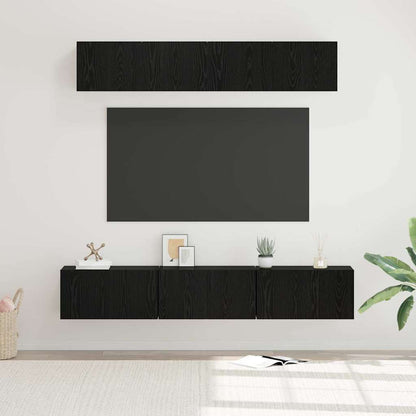 vidaXL TV Cabinet Set Wall-mounted 5 pcs Black Oak Engineered Wood