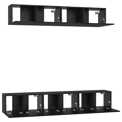vidaXL TV Cabinet Set Wall-mounted 5 pcs Black Oak Engineered Wood