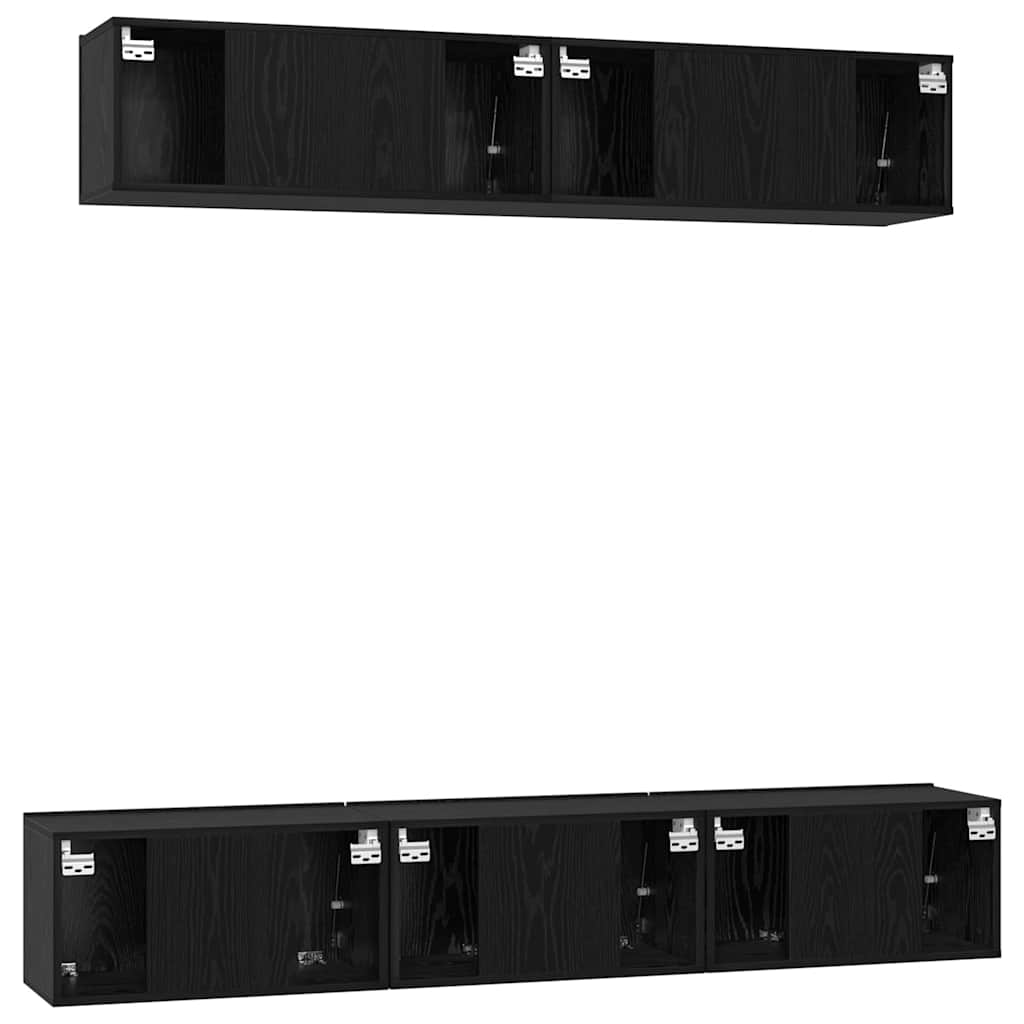 vidaXL TV Cabinet Set Wall-mounted 5 pcs Black Oak Engineered Wood