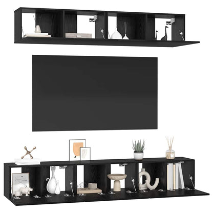 vidaXL TV Cabinet Set Wall-mounted 5 pcs Black Oak Engineered Wood