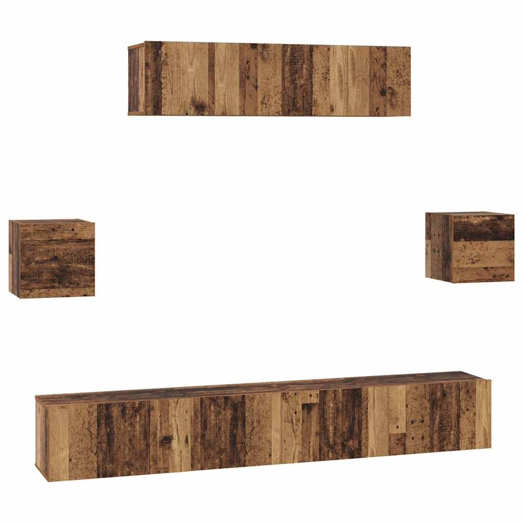 vidaXL TV Cabinet Set Wall-mounted 7 pcs Old Wood Engineered Wood