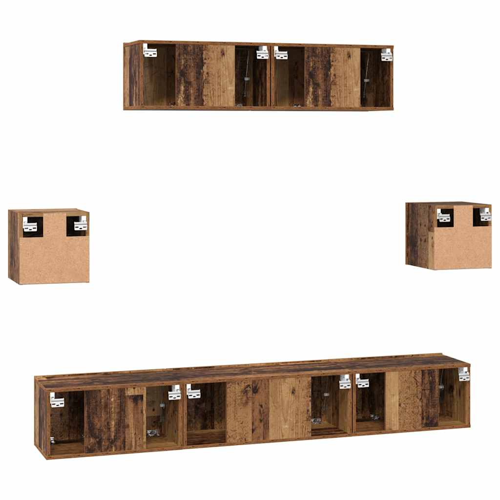 vidaXL TV Cabinet Set Wall-mounted 7 pcs Old Wood Engineered Wood