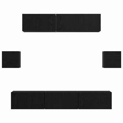 vidaXL TV Cabinet Set Wall-mounted 7 pcs Black Oak Engineered Wood