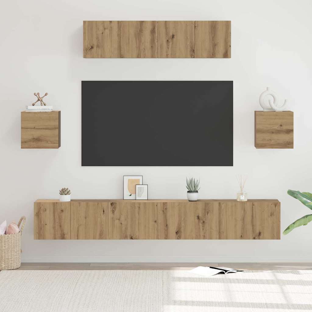 vidaXL TV Cabinet Set 7 pcs Artisan Oak Engineered Wood