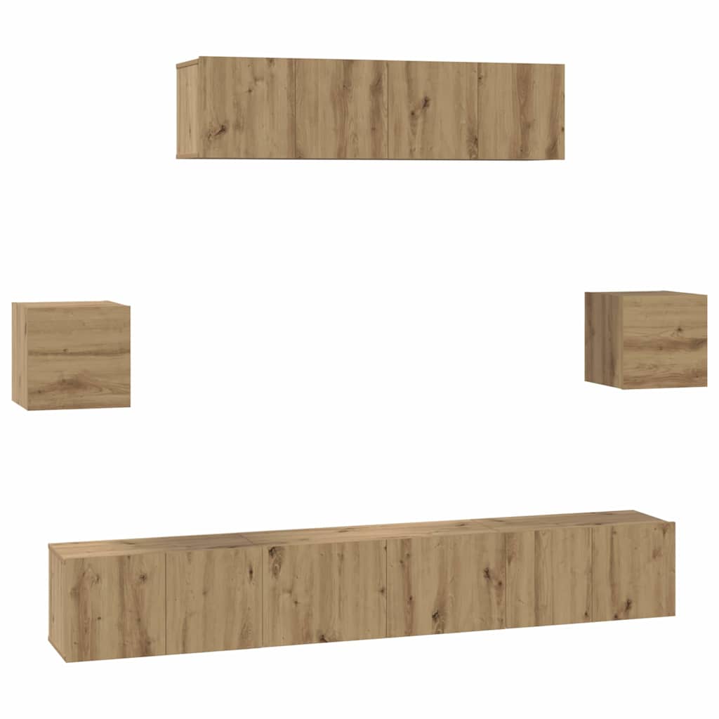 vidaXL TV Cabinet Set 7 pcs Artisan Oak Engineered Wood