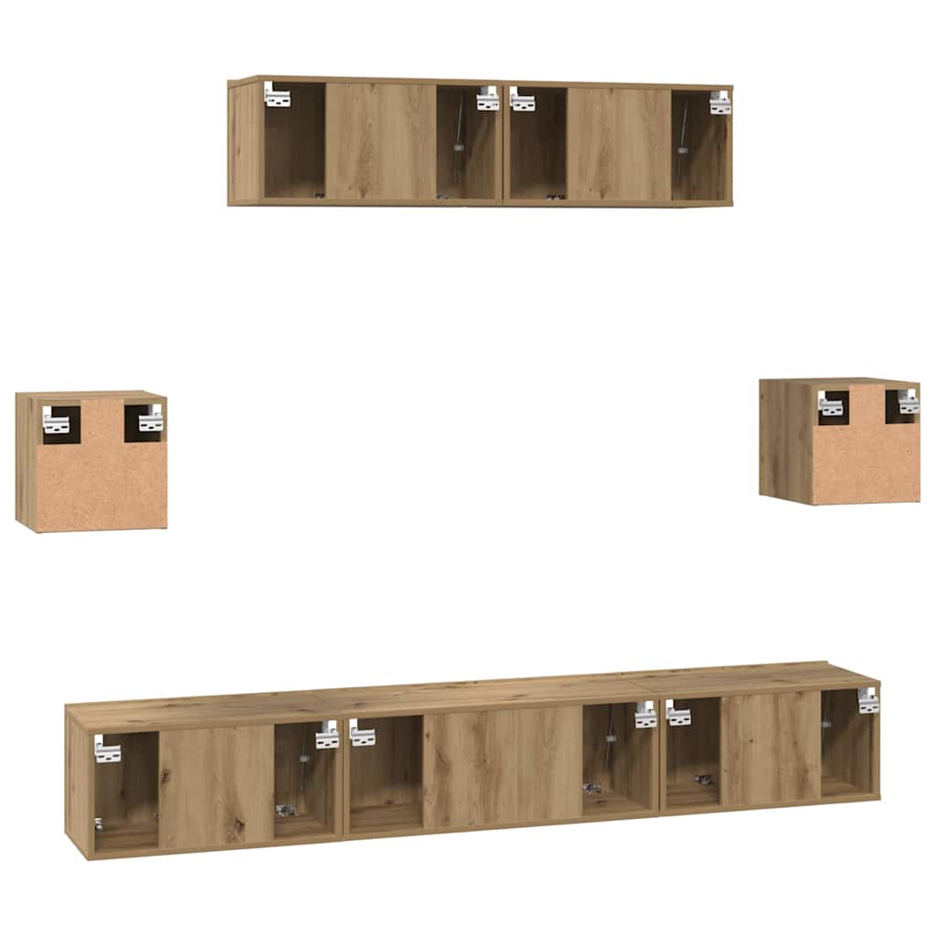 vidaXL TV Cabinet Set 7 pcs Artisan Oak Engineered Wood