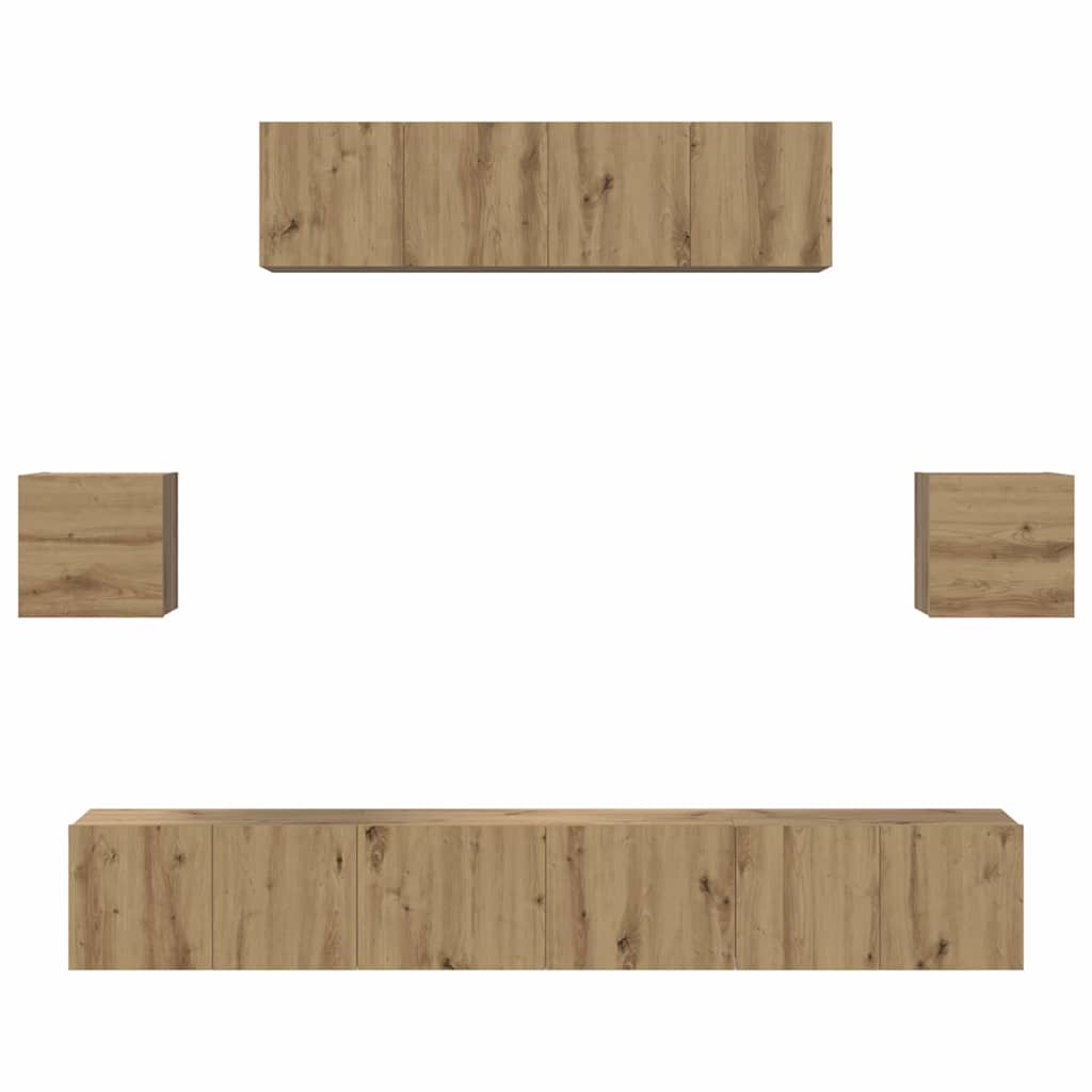 vidaXL TV Cabinet Set 7 pcs Artisan Oak Engineered Wood