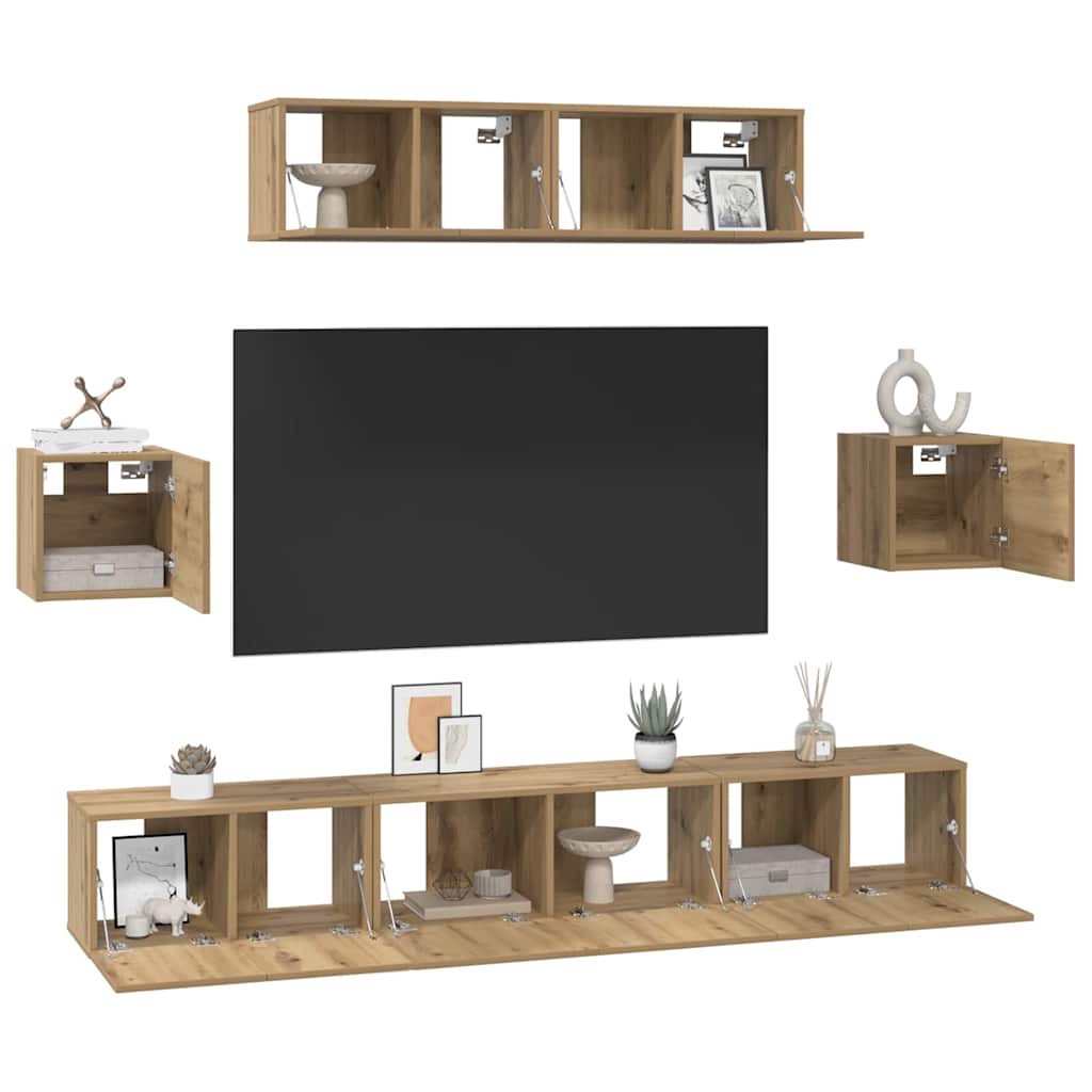 vidaXL TV Cabinet Set 7 pcs Artisan Oak Engineered Wood