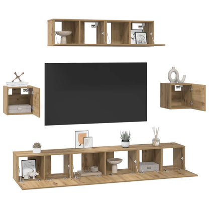 vidaXL TV Cabinet Set 7 pcs Artisan Oak Engineered Wood