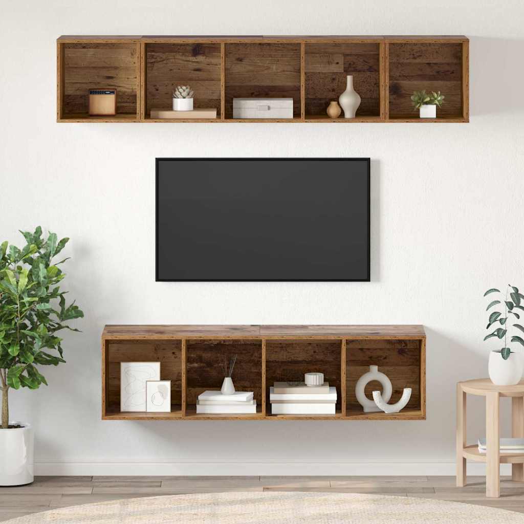 vidaXL TV Cabinet Set Wall-mounted 4 pcs Old Wood Engineered Wood