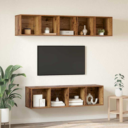 vidaXL TV Cabinet Set Wall-mounted 4 pcs Old Wood Engineered Wood