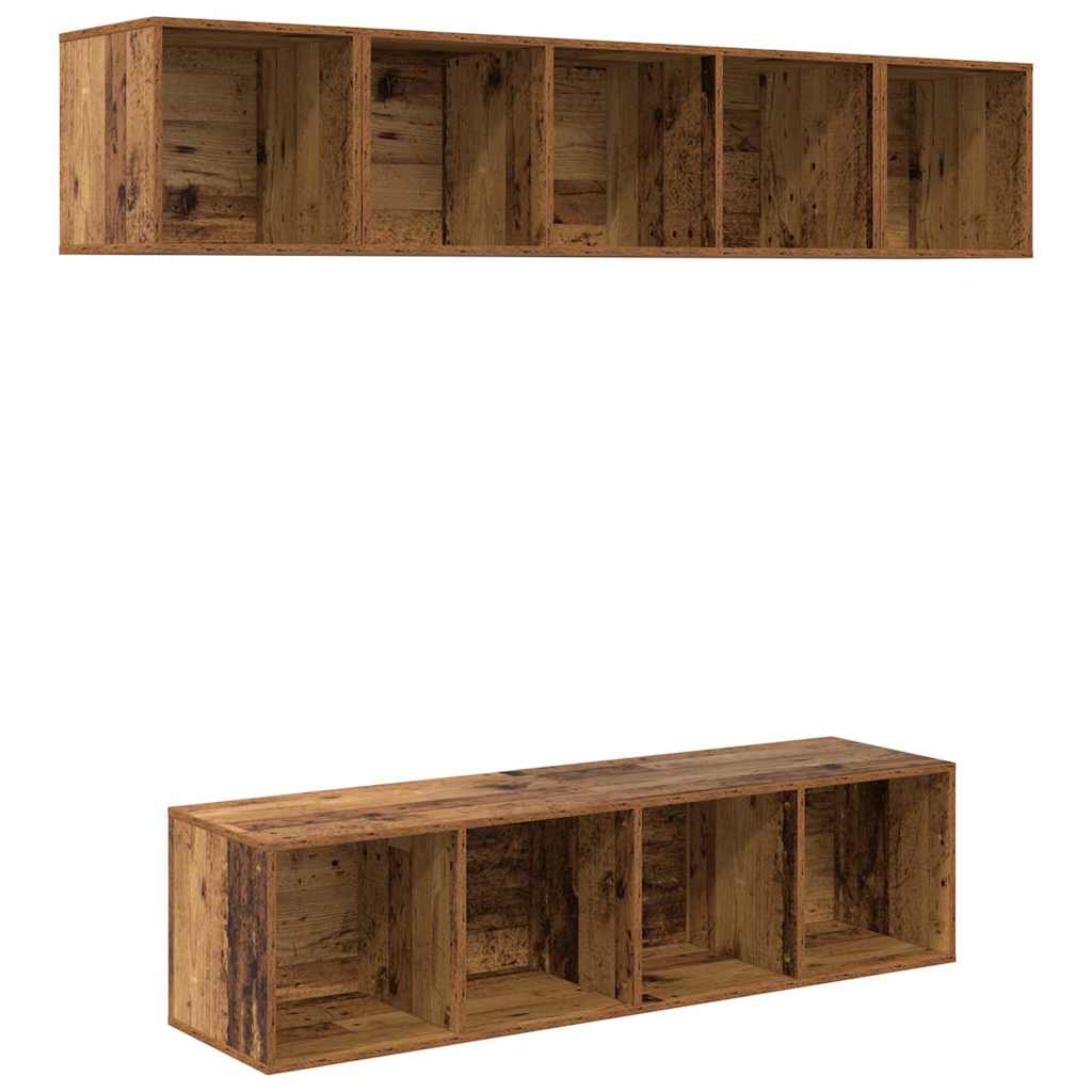 vidaXL TV Cabinet Set Wall-mounted 4 pcs Old Wood Engineered Wood