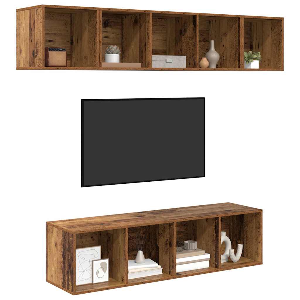 vidaXL TV Cabinet Set Wall-mounted 4 pcs Old Wood Engineered Wood