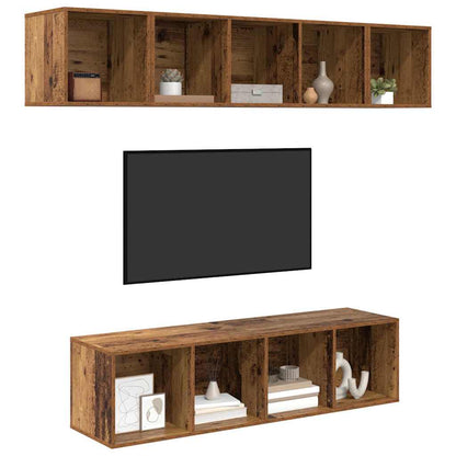 vidaXL TV Cabinet Set Wall-mounted 4 pcs Old Wood Engineered Wood