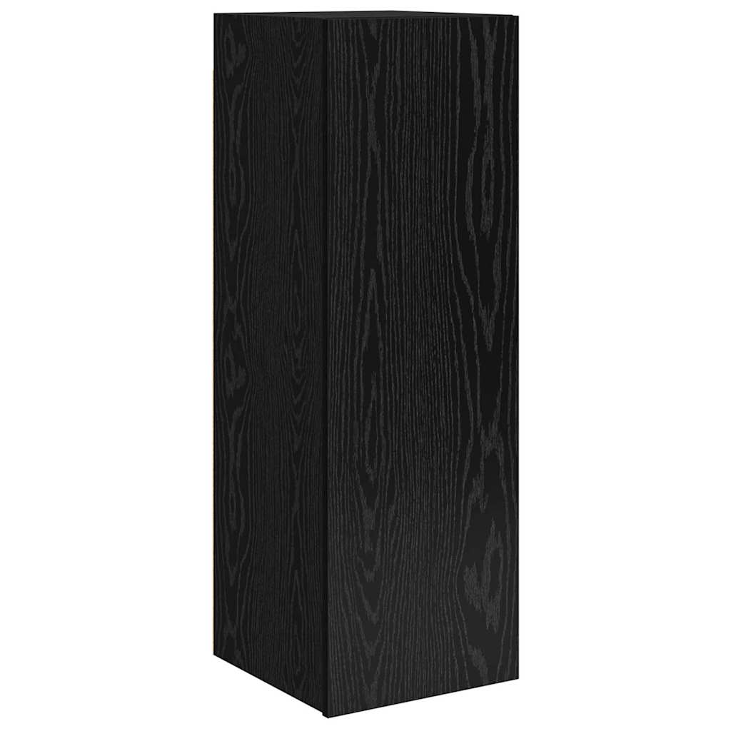 vidaXL TV Cabinet Set Wall-mounted 9 pcs Black Oak Engineered Wood
