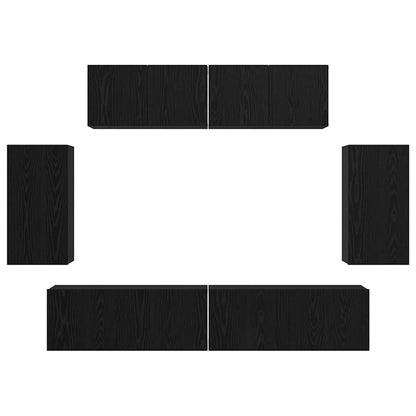 vidaXL TV Cabinet Set Wall-mounted 6 pcs Black Oak Engineered Wood
