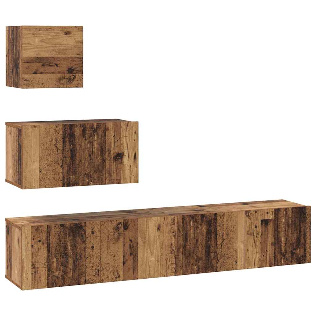 vidaXL TV Cabinet Set Wall-mounted 4 pcs Old Wood Engineered Wood