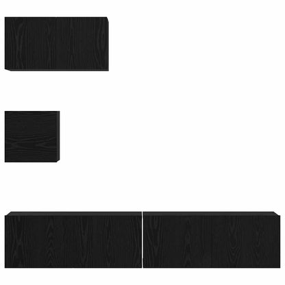 vidaXL TV Cabinet Set Wall-mounted 4 pcs Black Oak Engineered Wood