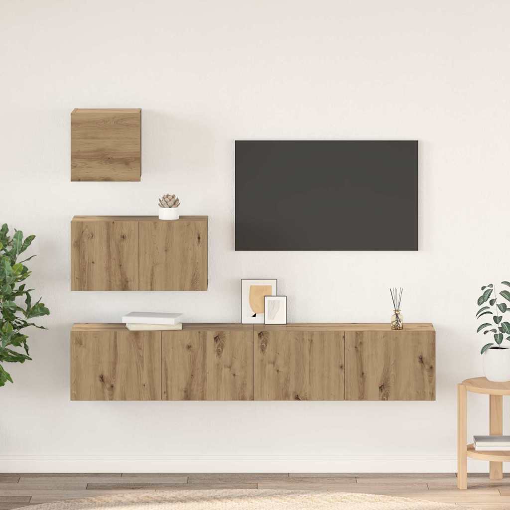 vidaXL TV Cabinet Set 4 pcs Artisan Oak Engineered Wood