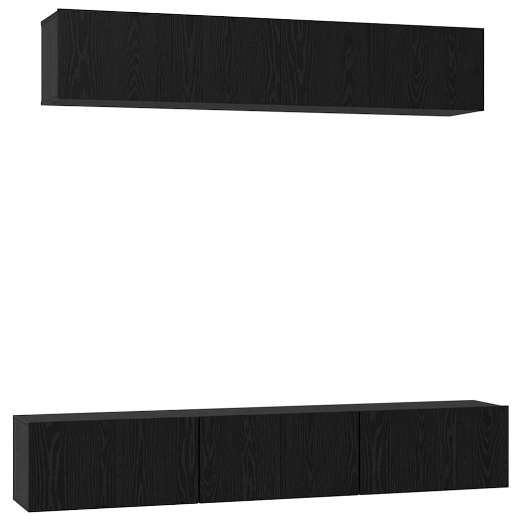 vidaXL TV Cabinet Set with Drawer 6 pcs Black Oak Engineered Wood