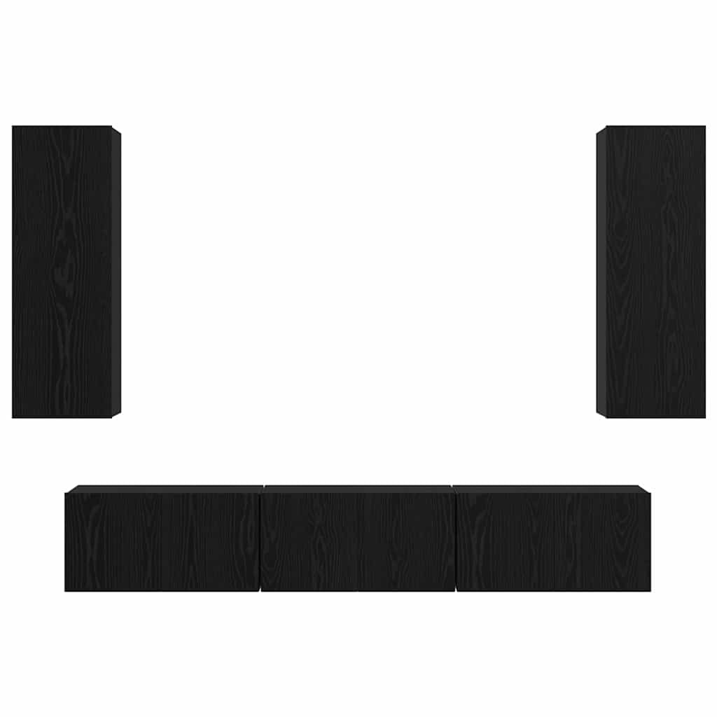 vidaXL TV Cabinet Set Wall-mounted 5 pcs Black Oak Engineered Wood
